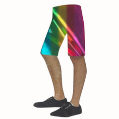 Adult Metallic Long Shorts - Rainbow in lycra, unisex.