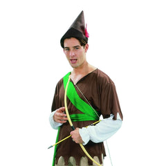 Adult Robin Hood costume with green tunic, hat and medieval archer styling