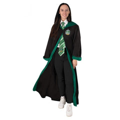 Adult Slytherin Classic Robe, green trim, hood and logo.