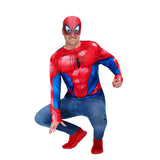 Adult Spider-Man Costume Top and Mask worn by model showing full front superhero look