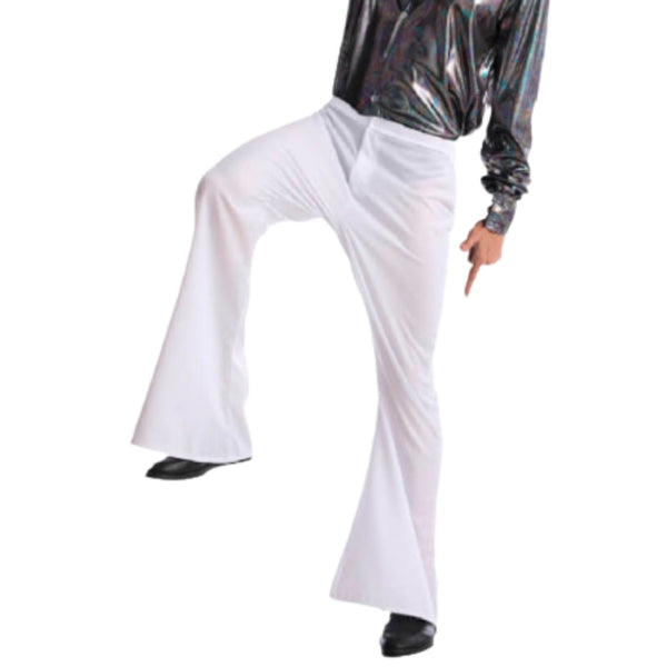 White flared disco pants for 70s costume