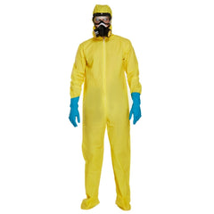 Adult yellow protective suit costume with full-body jumpsuit design