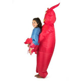 adults inflatable devil costume, red devil and upper torso showing with your own head and hands.