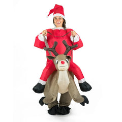 Adults inflatable reindeer costume, covers from ankel to neck, santa riding the reindeer.