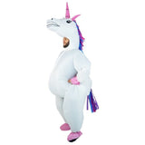 Adults Inflatable Unicorn V2 Costume, huge with head as hood and face showing at neck.