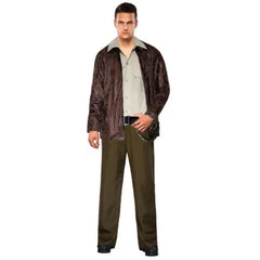 Adult adventurer costume with leather-look jacket, pants, shirt and belt – safari theme