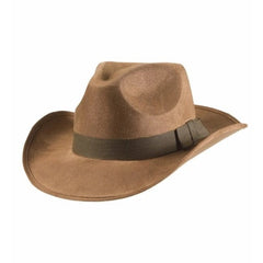 Brown suede look adventurer hat for costume and fancy dress