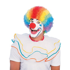 Afro Rainbow Wig featuring vibrant multi-coloured curls, unisex design that fits both adults and children, perfect for parties, parades, and fun costume looks.