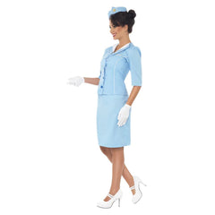 Air Hostess costume in pale blue with short sleeves.