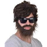 Dark brown Alan wig and beard set for costume parties