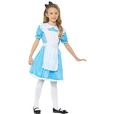 Alice Child Costume, blue dress with attached apron and headband.