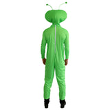 Green Alien Costume jumpsuit and alien head back view