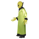 Alien Lord Costume - Adult, long green robe with black accents, unisex, mask and hands.