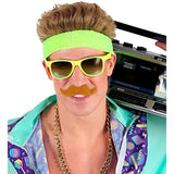 Blonde Ambassador Moustache Worn with 80s Costume
