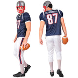 Rear view of adult American football costume with stuffed sports uniform
