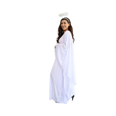 Angel adult costume with wide sleeves to resemble wings