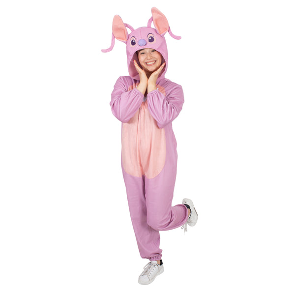 Adult Angel costume from Disney Lilo & Stitch with plush hooded onesie