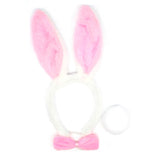 Pink bunny ears with a white headband on a white background
