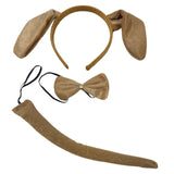 Kids brown dog ears and tail costume set