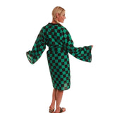 Demon slayer inspired robe in checkered print