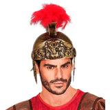 Roman helmet with red crest gold historical costume accessory