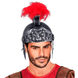 Roman helmet with red crest medieval costume accessory