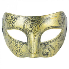 Antique Venetian eye mask in distressed gold with ribbon tie – unisex masquerade accessory