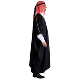 Adult Arab Sheik Black Robe Costume with headscarf and head tie side view
