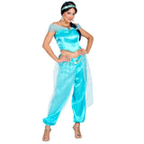 Blue arabian princess costume with harem pants, top and headband