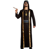 Arabian Sheik Adult Costume – white robe with gold-trimmed vest, sash, and headpiece for Arabian Nights theme