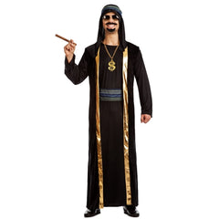Adult Arabian Sheik costume with traditional robe, belt and headdress