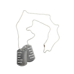 Metal army dog tag costume prop on chain