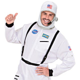 Man wearing the astronaut helmet with a costume