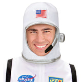 Adult wearing the astronaut helmet 
