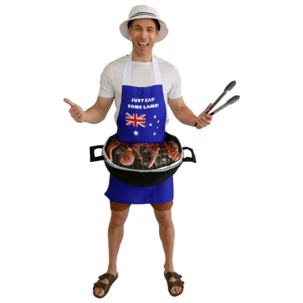 Aussie BBQ and Apron adult novelty costume front view