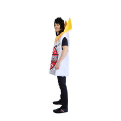 Person wearing a costume with French fries and 'Hot Chips' branding on a white background