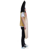 Foam novelty cricket bat costume with hole for face in the handle, adult size