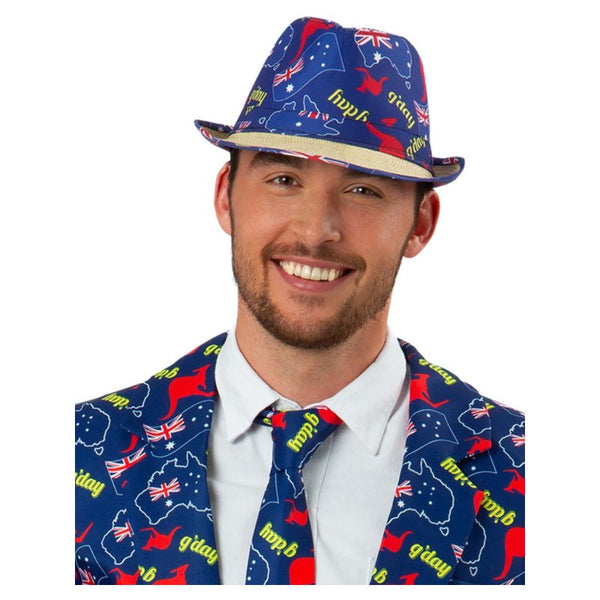 Australia flag trilby hat with gday print