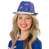 Australia Flag Trilby Hat, flag and australia map print with cream brim. unisex