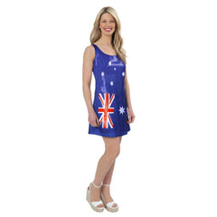 Australia Ladies Flag Sequin Dress mid thigh length.