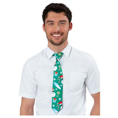 Australian Christmas Tie in green with festive summer print