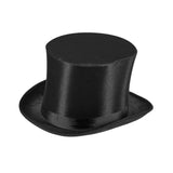 Black satin top hat with classic structured design