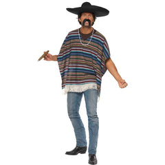 Authentic striped woven poncho costume