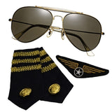 Aviator Kit with sunglasses, pilot epaulets, and captain badge – costume set