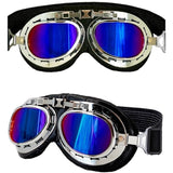 Silver Aviator Goggles with Blue Mirrored Lenses – Front View