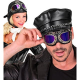 Silver and Blue Aviator Goggles Worn by Male and Female Models