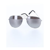 Silver aviator sunglasses on a white background