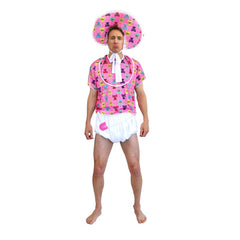 Novelty baby boomer costume in pink perfect for Bucks Nights