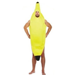 Adult banana costume bodysuit foam tunic in yellow