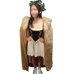 Barbarian Princess Costume – Hire, Viking-inspired medieval gown with purple bodice and fur-trimmed velvet cape, Brisbane